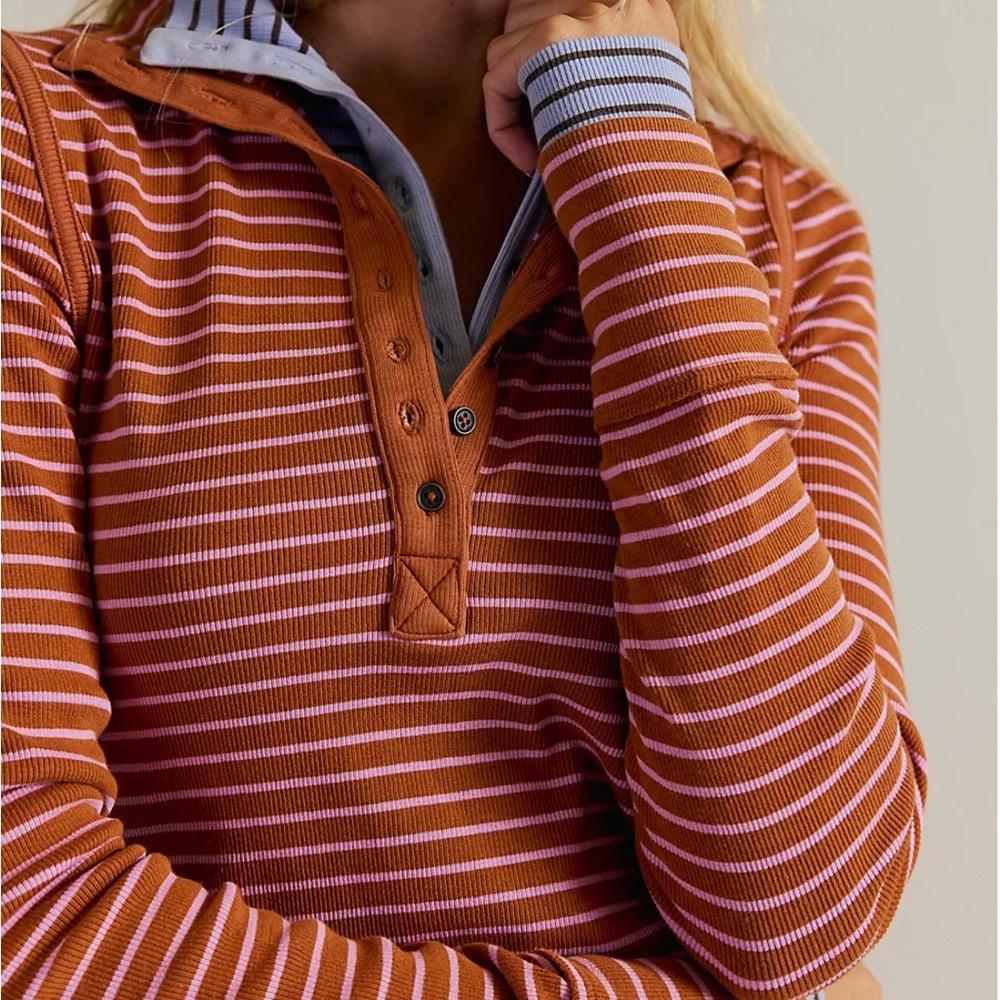 Free People We The Free Lake Stripe Henley - Picture 2 of 13